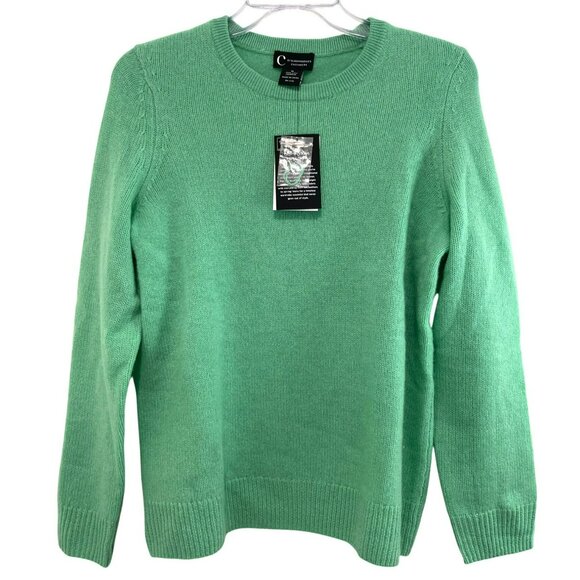 C By Bloomingdales Cashmere Crewneck Sweater Medium Fern Green - Picture 3 of 6